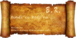 Bohács Klára névjegykártya