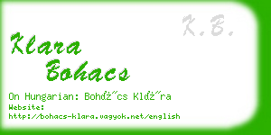 klara bohacs business card